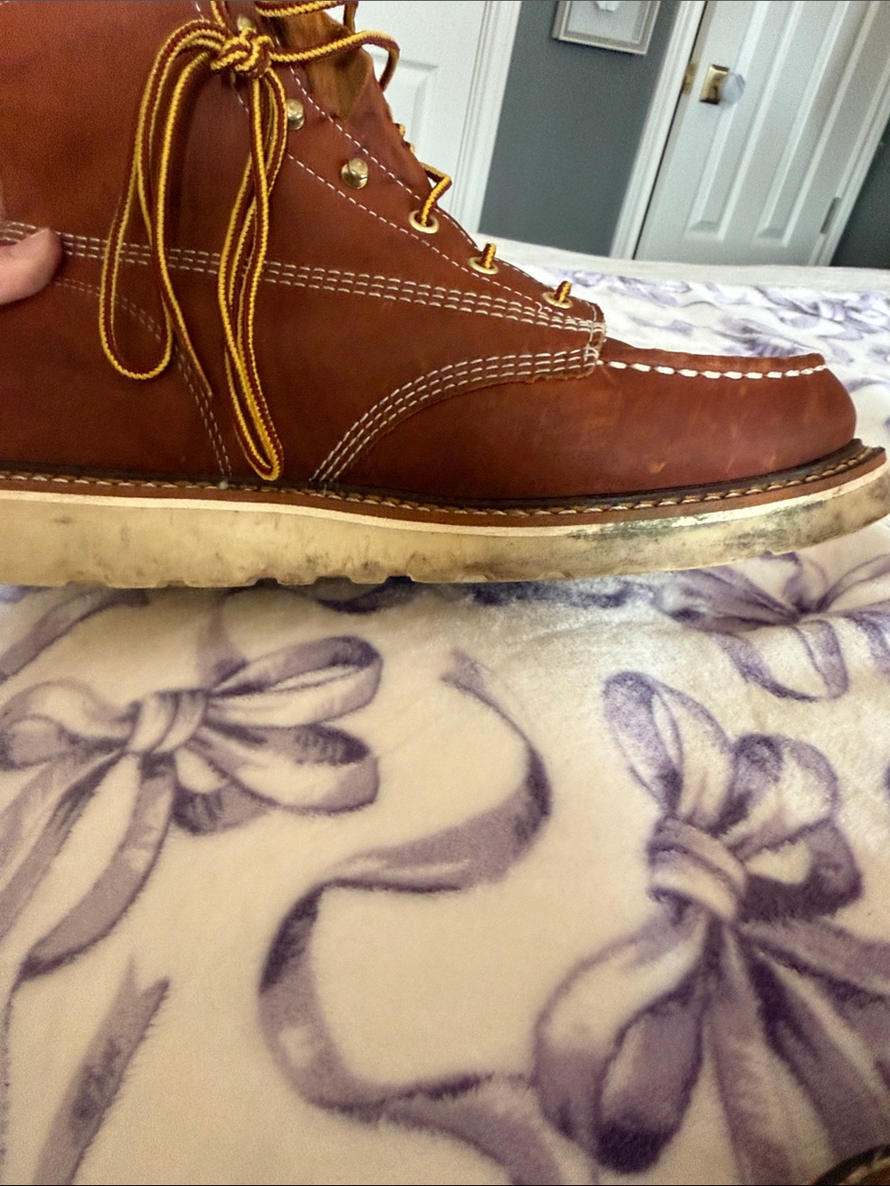 Made in USA Brown Leather Work Boot — Moc Toe - Picture 11 of 16